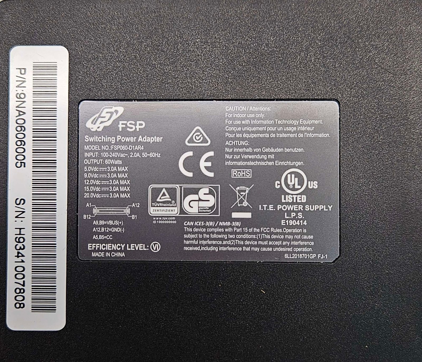 USB C Charger FSP Switching Power Adapter 60W (Refurbished)
