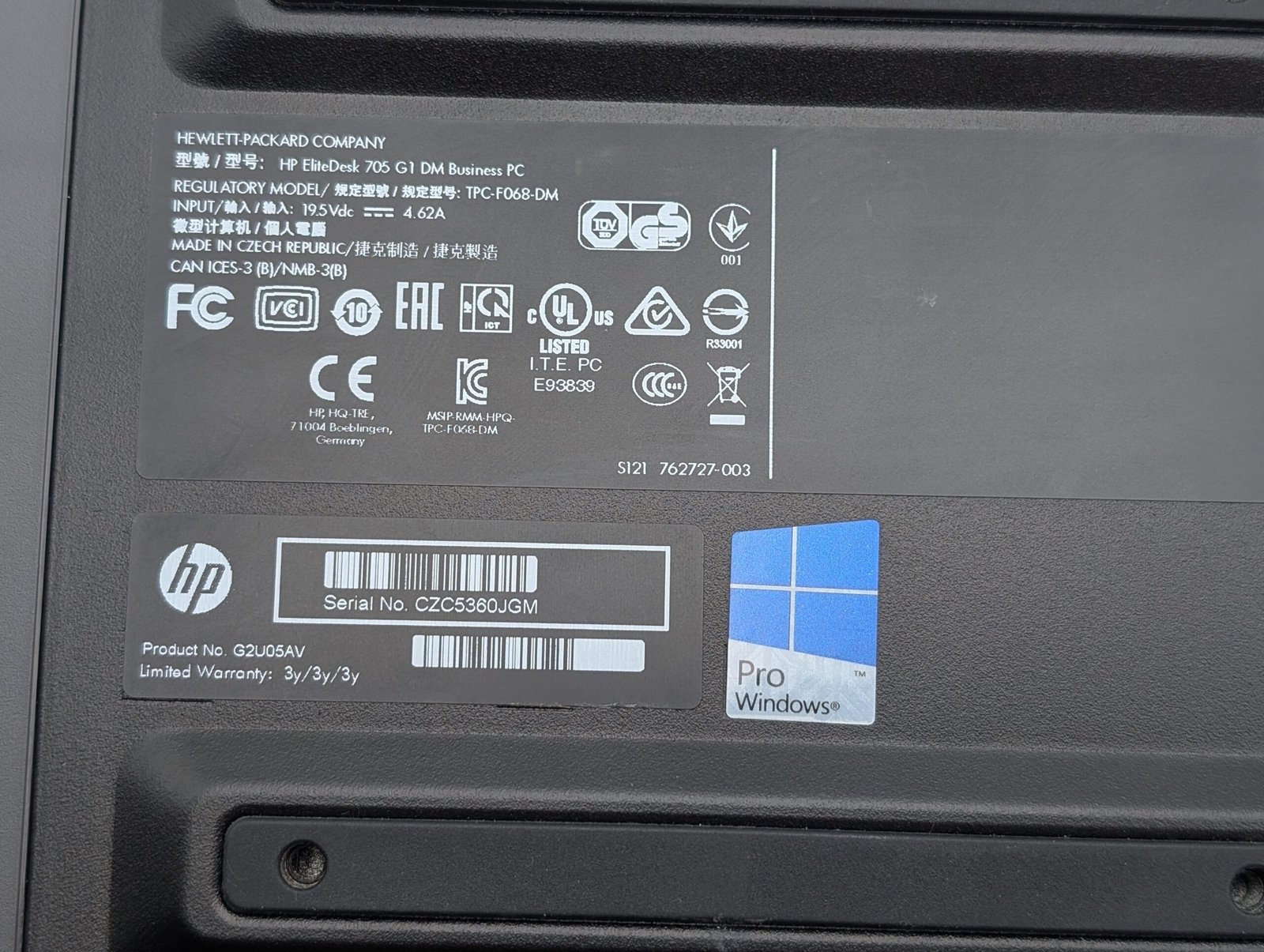 HP EliteDesk 705 G1 DM/A8 PRO-7600B/16GB/128GB (REFURBISHED)